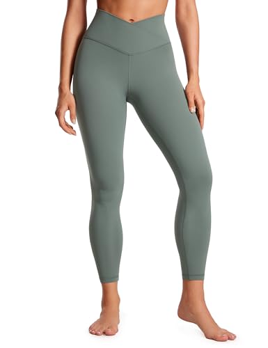 CRZ YOGA Womens Butterluxe Cross Waist Workout Leggings 25 Inches - V Crossover High Waisted Gym Yoga
