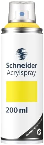 Schneider Paint-It 030 Supreme DIY Acrylic Paint (High Opaque Spray Paint, UV-Resistant, 200 ml, Acrylic Spray for Almost All Surfaces) Matte Yellow