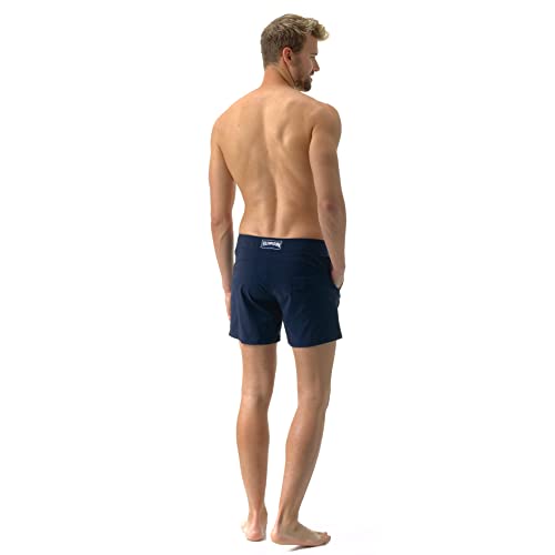 Men Flat Belt Stretch Swim Trunks Solid4