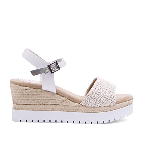 PORRONET - Sandalia de piel y tejido en color blanco Lujan - Mod. 2877 talla 38 Cover