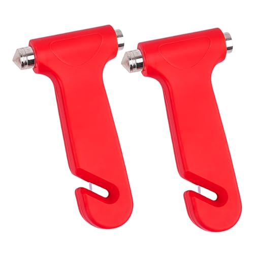 kclkda 2 Pack Life Hammer with Seatbelt Cutter, 2-in-1 Car Safety Hammer, Emergency Escape Tools with Seat Belt Cutter and Window Breaker, Red Glass Breaker for Bus Truck Van Car