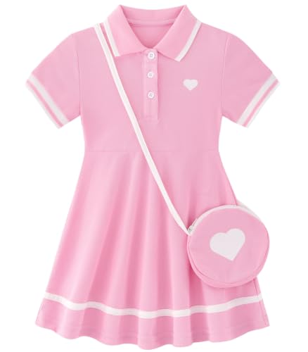 Move Dance Little Girls Sporty Dress Size 6-7 Pink Sundress with Bag - image 1