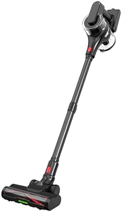 Cordless Stick Vacuum Cleaner, 45Min Cordless Vacuum Cleaners for Home, Powerful Suction Rechargeable Vacuum with Green LED Headlight, Lightweight Stick Vac for Carpet, Hardwood Floors & Pet Hair