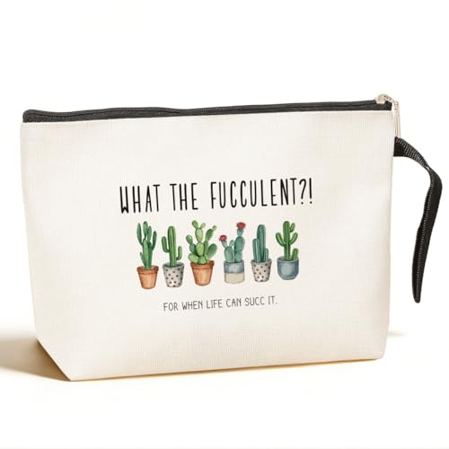 Funny Makeup Bag Gifts for Women Plant Lover Gifts Gardening Gifts for Women Gardeners Housewarming Gifts Unique Gift for Plant Lady Mom Cosmetic Bag Plant Lover Stuff - What The Fucculent