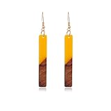Pendientes colgantes redondos de barra colorida empalmada de resina de madera Pendientes bohemios geométricos de dos tonos pendientes colgantes para mujeres y niñas, Resina, No es una piedra preciosa