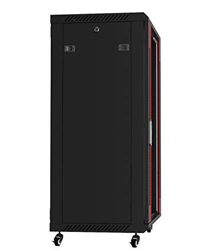 Server Rack - Wall Mount Networking Cabinet - Locking IT Cabinet - 19 Inch Enclosure Av Audio Video Rack Lockable Cabinet Network Rack with POWERBAR - Shelf - Fan (18U (24" w x18 d x35 h))