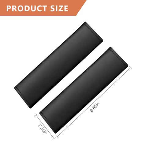 KHGUZ 2PCS Car Seat Belt Covers, Soft Leather Auto Seatbelt Pad Protector for Shoulder and Neck, Comfortable Vehicle Safe Strap Decor Protecive Cushion Mat, Universal for SUV, Truck, RV(Black)