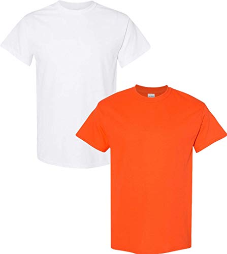 Chaussettes classiques homme Gildan blanc orange lot de 2 paires coton
