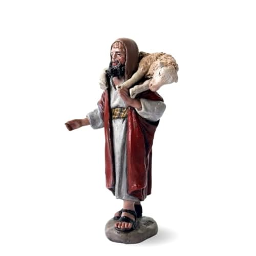 Pastor con Cordero | Figuras Pastores y Perro |Figuras de Belén |Serie 11cm| Diseñadas por José Luis Mayo |Decoración Navideña |Nacimiento