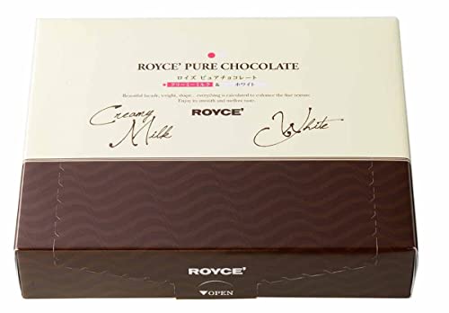 ROYCE' Pure Chocolate "Creamy Milk & White" - Assortment of Milk and White Chocolates | Baking and Desserts | No Artificial Preservatives| Japanese Chocolate from Hokkaido (40 Pieces of Chocolate)
