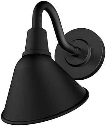 Hunter - Cassius 1-Light Matte Black Outdoor Wall Light, Dimmable, Modern Style, Cone Shaped, for Bedrooms, Kitchens, Dining, Living Rooms - 46011