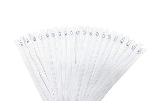 E-Goal 20 piezas 20 cm Tailleur Couture Nylon Bobina Cermé Zippers Fin (Blanco) Cover