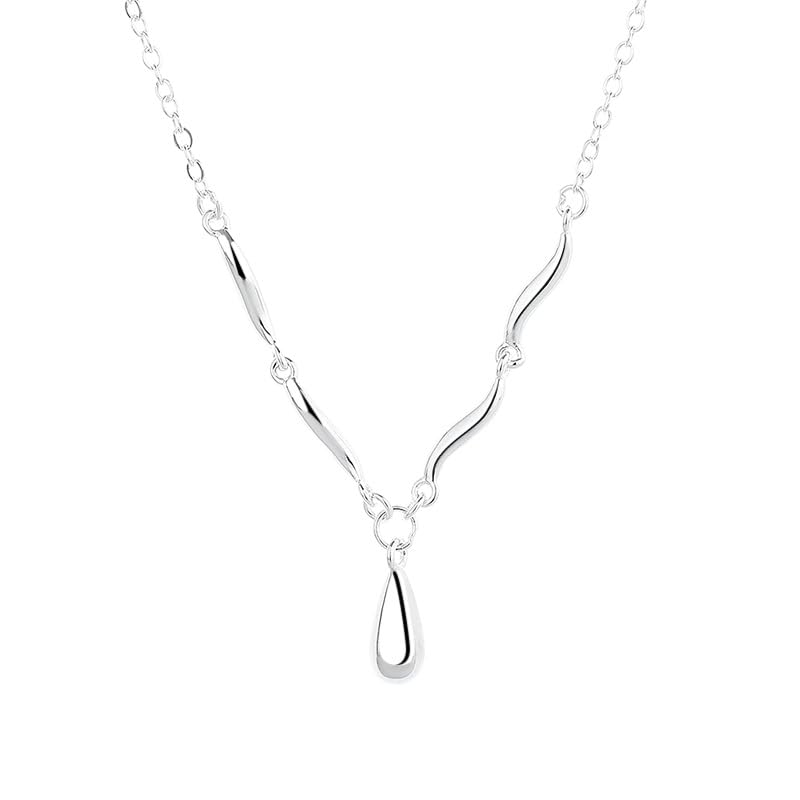 Collier argent 925 géométrique larme minimaliste coréen YL590H