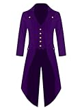 Steampunk Vintage Tailcoat Veste Femme Gothique Victorien Redingote Uniforme De Costume De Cosplay Halloween Smoking Queue De Pie Adulte Manteau Victorienne Veste (Pourpre 1,XL)