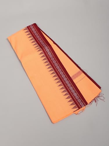 Exotic India Pure Cotton Angavastram from Sambhalpur Indian Men\'s Stole Towel with Woven Temple Border Ideal for Religious