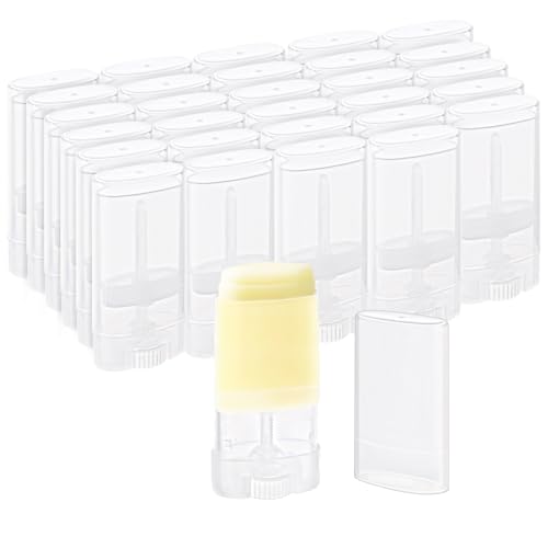 15ml/0.5oz 30 Pack Empty Lip Balm Tubes Plastic Deodorant Containers Travel Refillable Deodorant Tubes Lipstick Tube For DIY Lip Balm Deodorant