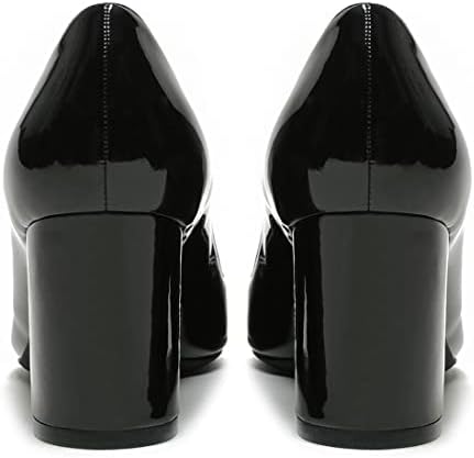 Women Block High Heels Chunky Heel Pumps Classic Soft Closed Pointed-Toe Office Party Wedding Dress Pump Shoes Black 4 US | Image 2