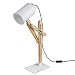 tomons DL1005US-W Led Desk Lamp Wooden Multi-Angle Swing Arm Designer Table Office, White