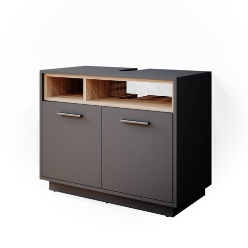 Vicco Waschbeckenunterschrank Anthrazit Beatrice 80x64x40 cm - Unterschrank für das Badezimmer, Zusätzlicher Stauraum direkt unter dem Waschbecken
