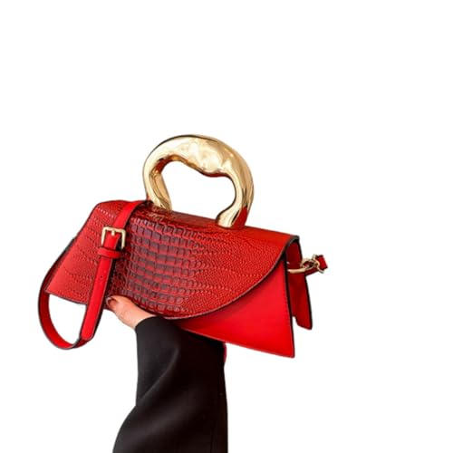 Image of Women Vegan Leather Evening Handbag Crocodile Pattern Handle Clutch Purse Cross Body Envelope Bag