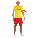 Fun Shack Kostüm Bay für Herren, Rettungsschwimmer, Perfekt für Fasching und Karneval, Inkl. Cap und Tshirt, M