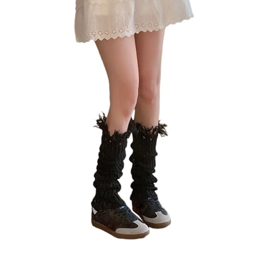 Women's Lolitas Knitted Long Socks Leg Warmers Harajuku Destroyed Boot Socks Fall Winter Ankle Heap Socks4