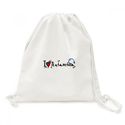 Toile Drawstring Backpack J'aime l'Antarctique sac à dos cordon