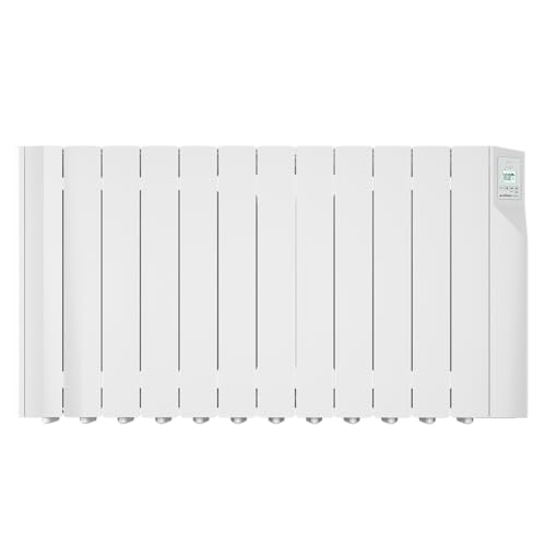 CálidaHome Sentinel 1800W – Emisor térmico eléctrico (12 elementos) con fluido de alta transferencia 150 W/elemento, con detector de presencia – Alta potencia para estancias de 18–23 m²