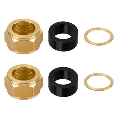 Sight Glass Steamer Parts 5-8 ID Gaskets, Washers, Brass Nuts Set, Steam Boiler Sight Glass Valve Repair Kit for Jewelers Steamers & Steam Boiler, Boiler Parts