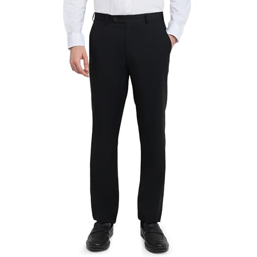 Image of Raymond Men Regular Fit Solid Pattern Poly Wool Blend Flat Front Formal Trouser