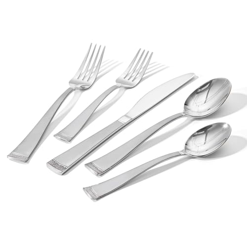 HIKAA Semi-matte Silverware Set, Half Forged Flatware Set Cutlery...