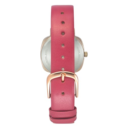 Image of Helix By Timex Red /Pink Square Analog Watches for Women | Quartz Movement Leather Strap Ladies Watches | Upto 30 m Water Resistance with Buckle Closure | Gift for Women TW057HL01