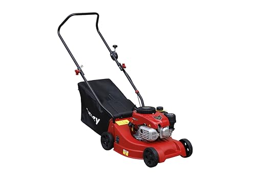 GROZY GR-40HP 40CM Petrol Lawn Mower 4-Stroke 132cc Cordless Hand Push Lawn Mower 45L Grass Capacity Lawnmower Outdoor Garden Lawns Tool Kit