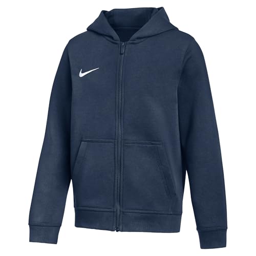 Nike Park 26 Sweat À Capuche De Foot en Tissu Fleece À Zip pour Enfant, Midnight Navy/White, IB1232-410, L