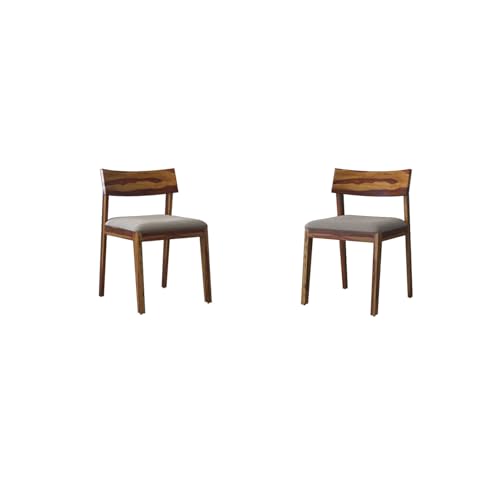 Image of DRIFTINGWOOD Liana Dining Table 4 Seater | Four Seater Dinning Table with 4 Chairs with Beige Cushions for Home | Rosewood, Natural Finish Self Assembly(DIY)