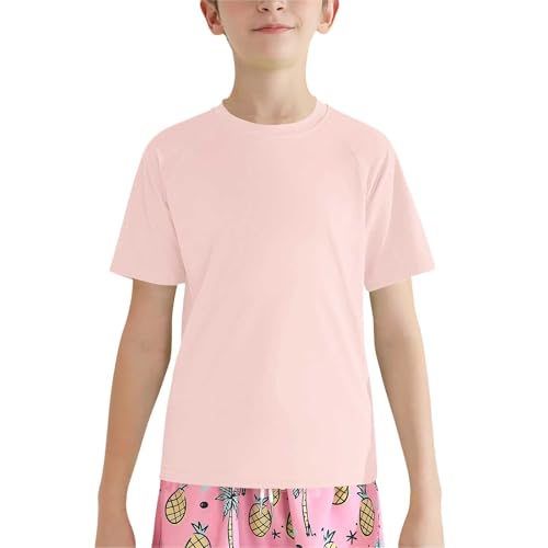 Little Boys Girls Short Sleeve Crewneck Tops Shirt Summer Teen Kids Cotton Plain Solid Basic Tees Snug Fit and Soft