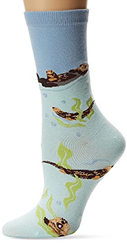 K. Bell Women s Animal Novelty Crew Socks, Sea Otters (Blue), Shoe Size: 4-10
