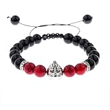 Natural Lava Stone Roman Knight Spartan Warrior Gladiator Helmet Beads Bracelet for Men Mala Yoga Weave Elastic Adjustable Bracelets Medieval Birthday Halloween Cosplay Good Luck Gift Gothic Costume