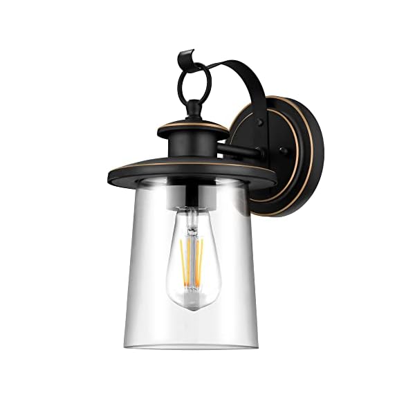 Revtronic 00393 1-Light Outdoor Wall Lights, Oil Rubbed Bronze, Exterior Light Fixtures with Clear Glass, Front Porch Lighting, Farmhouse Coastal Sconce Lantern for Outside, House, Garage, ETL Listed