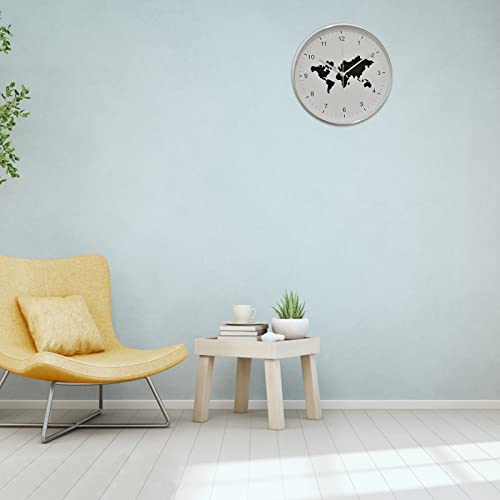 Andstar Modern Silent Round Wall Clock 12 Inch World Map Design Dattery Operated Home Decor Wall Clocks For Living Room Bedroom Kitchen(White) #TOP5