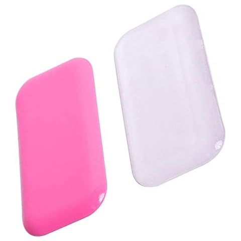 Silicone False Eyelash Holder Pads, 4 Pieces Eyelash Extension Silicone Pallet Eye Lash Glue Stand Forehead Glue Pallet Individual Eye Lashes Tray Holder for Eyelash Extension, Transparent and Pink Cover