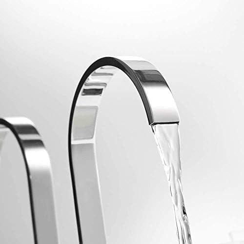 Robinetterie salle de bain 3 trous avec robinet lavabo carré laiton chrome double commande - 4