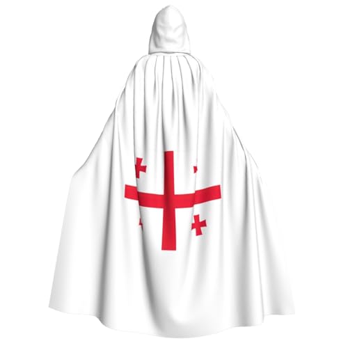 Flag Of Georgia Print Adult Halloween Hooded Cloak, Hood &
