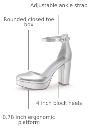 Image of Ankis Platform Closed Toe Heels for Women, Round Toe High Chunky Pumps