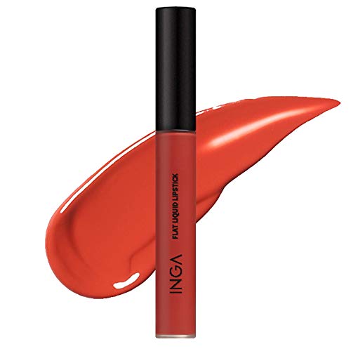 [INGA FLAT LIQUID Lipstick]5g, High Color pigments, Long-Lasting High-definition Color (Carrot Brick)