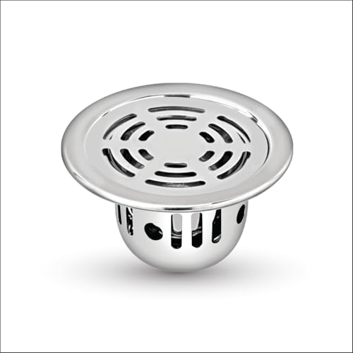 Image of Round Ringo Floor Drain Cockroach Trap 4 INCH for Bathroom Stainless Steel 304 Grade Waste Water Drainer in Kitchen Washbasin Bathtub Sink Toilet & Washroom Cleaner (Silver)
