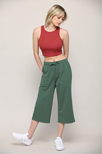 Image of Lock and Love Womens Capri Pants Loose Yoga Pants Wide Leg Drawstring Comfy Lounge Pajama Capris Sweatpants with Pockets