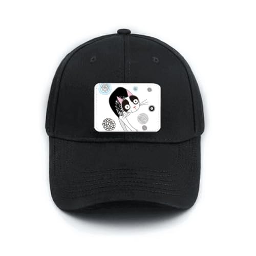 Casquette de baseball noire chat réglable en coton pour homme et femme