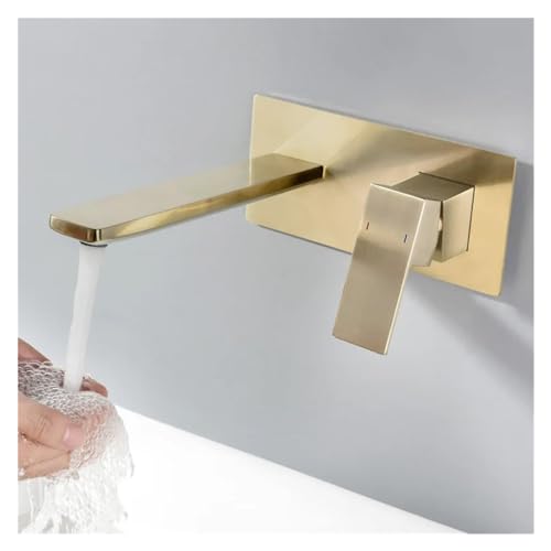 Grifo empotrado de latón macizo en oro cepillado para lavabo, CF001 5