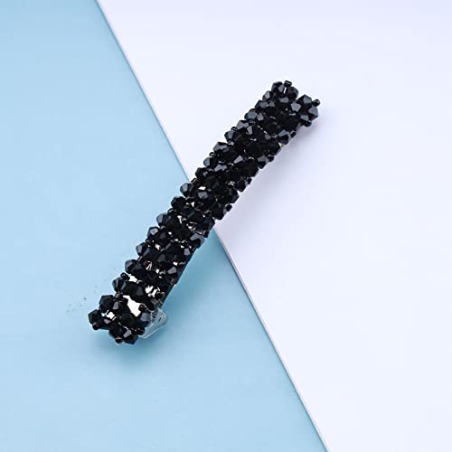 Aneneiceera Crystal Fashion Hair Clip Barrette Rhinestone Silver Hair Barrette Clips Bling Bridal Headwear Head Clip Headpieces Crystal Bride Hair Accessories for Women and Girls (Black) - Image 3